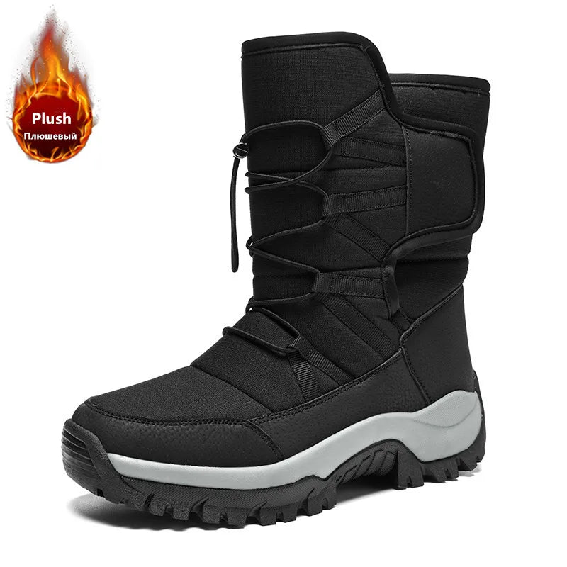 Brand Men'S Winter Shoes Waterproof Men'S Boots Warm Plush Couple Snow Boots Outdoor Non-Slip Hiking Boots Men Work Ankle Boots