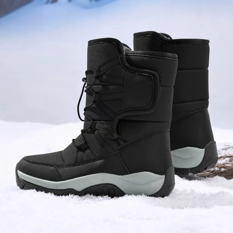 Brand Men'S Winter Shoes Waterproof Men'S Boots Warm Plush Couple Snow Boots Outdoor Non-Slip Hiking Boots Men Work Ankle Boots