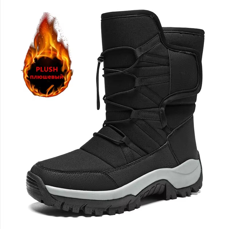 Brand Men'S Winter Shoes Waterproof Men'S Boots Warm Plush Couple Snow Boots Outdoor Non-Slip Hiking Boots Men Work Ankle Boots